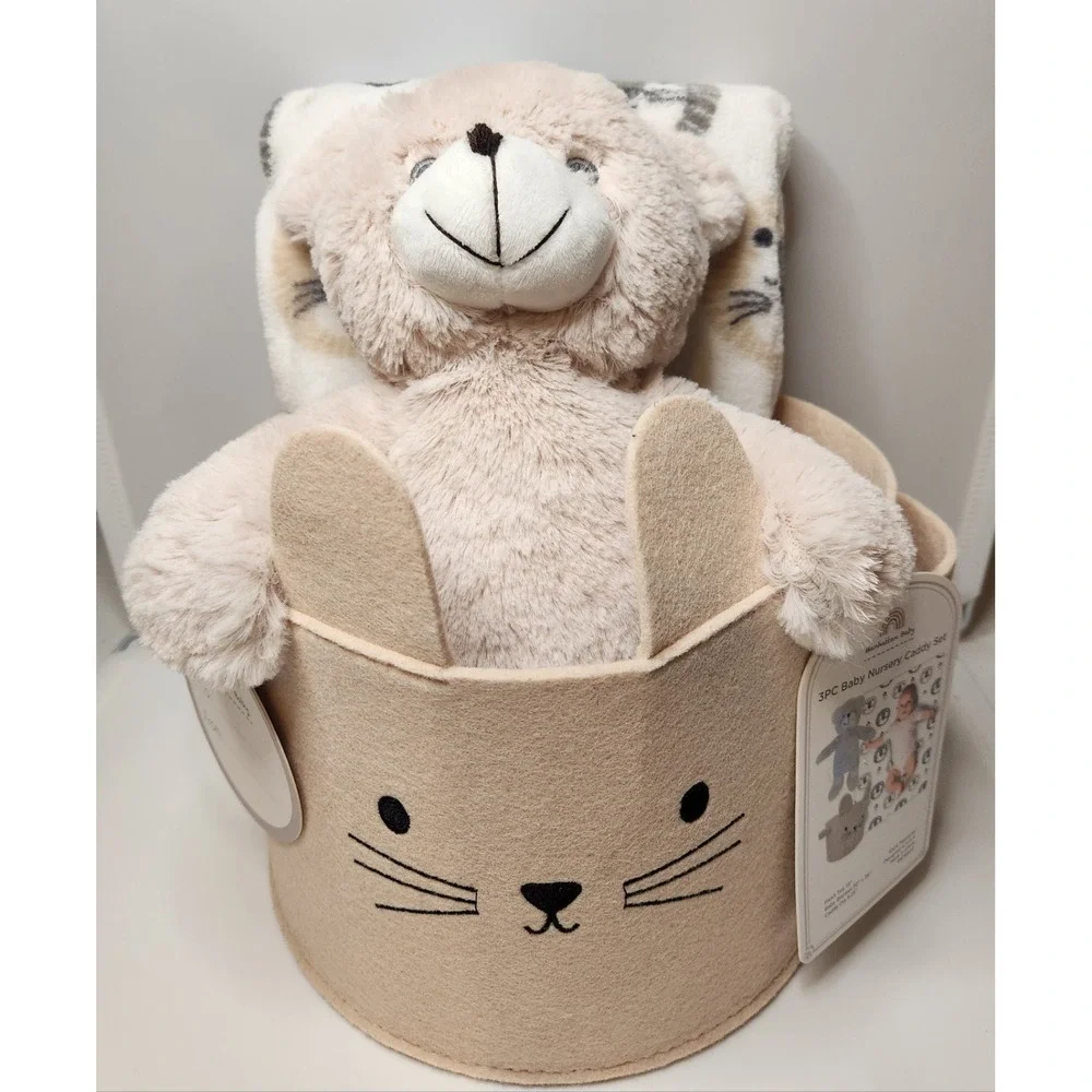 Brand New! Manhatten Baby Gift Set Plush Bear, Throw Blanket & Caddy  Great Gift